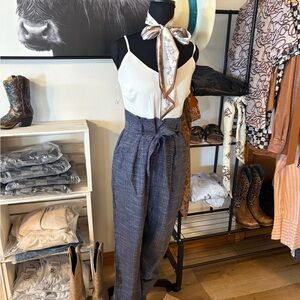 Women's romper blue and white.